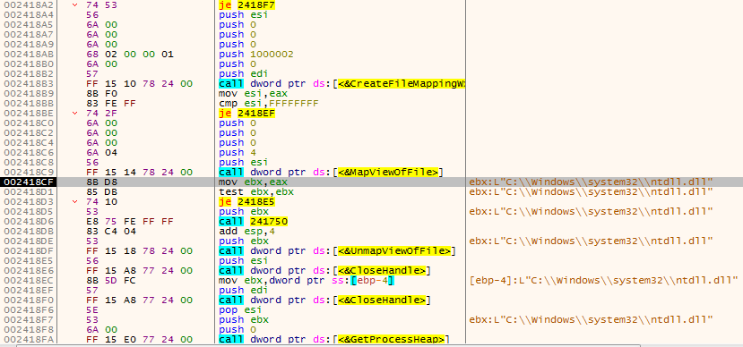 LockPoS malware injection maps ntdll.dll