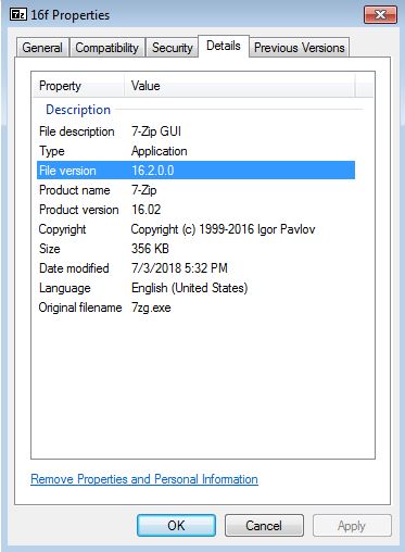 BackSwap Malware Properties file masquerading as 7-Zip